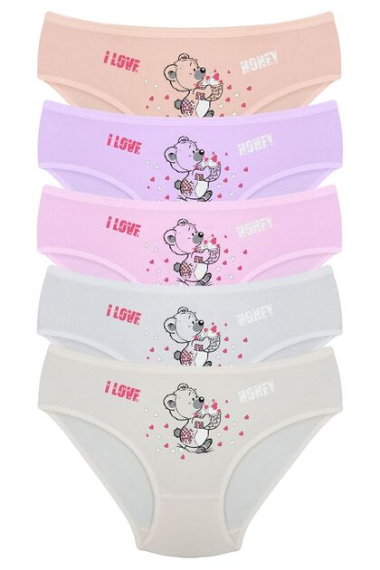 5-Piece Assorted Color Printed Girl's Panties