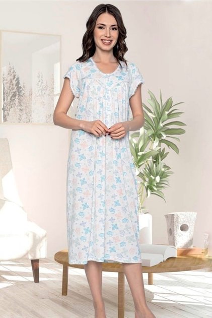 Japone Sleeve Combed Cotton Short Sleeve Nightgown