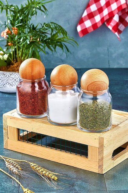 3-Piece Glass Jar Spice Rack Set with Ball Lid
