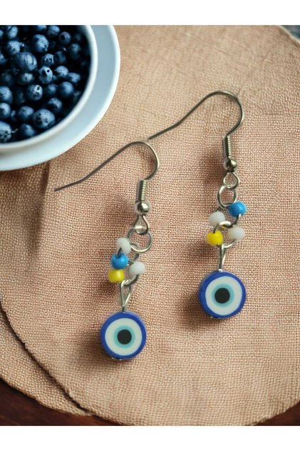 Fimo Evil Eye Beaded Earrings
