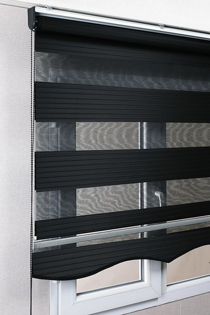 Etekli Siyah Pileli Zebra Kaliteli Güneşlik Stor Perde