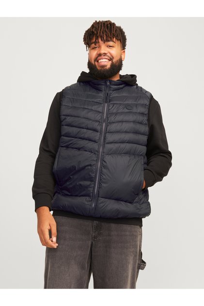 سترة جاك جونز Jjesprınt Bodywarmer Collar Noos Pls للرجال باللون الأسود مقاس كبير 12263997-02