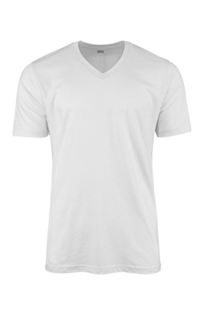 Men's V-Neck Summer Short Sleeve Loose White T-Shirt