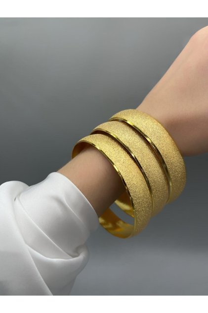 22 Ayar Altın Kaplama Simli Bilezik Gold Takı Bir Adet
