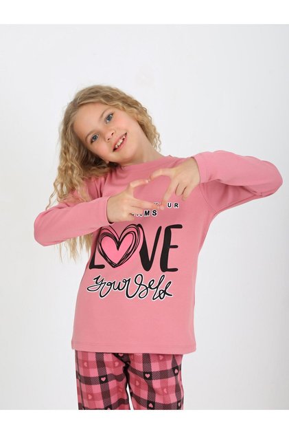 Girls' Long Sleeve 100% Cotton Buttoned Pajama Set Your Dreams