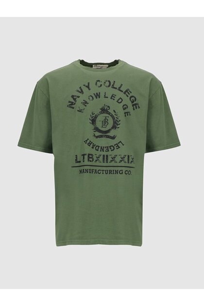 Sloganized Green T-Shirt with Faded Effect
