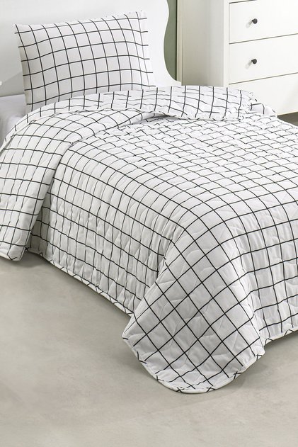 Black Quilted Single Bedspread Set