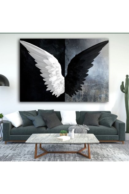 Painting - Angel - Black and White - Wings