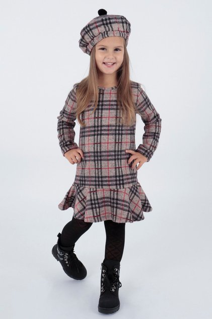 Kids Girl's Trendy Dress with Hat and Flounces Ak2200