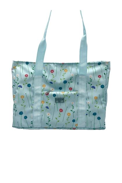 Light Baby Blue - Floral Patterned Waterproof 2-piece Underwear Bag
