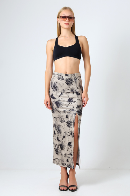 Diving Fabric Slit Long Skirt Maxi Length 92 cm Soft Colored