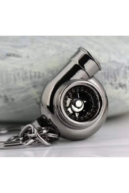 Tayem Auto Multi-Purpose Turbo Design Keychain Blown -Metal Chrome Color