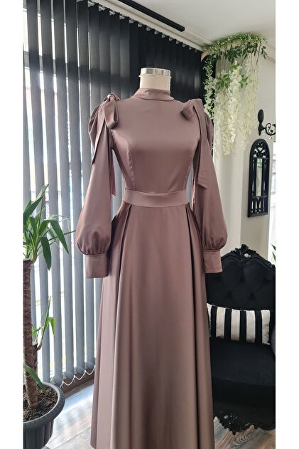 bridesmaid satin dress hijab Lina Easy Care Bubble Hem Sleeveless Dress in Structured Lightweight Fabric main image 0