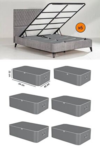 Spartek home textile 5 Adet lüx gri -Çekyat Baza Tipi Hurc - Baza