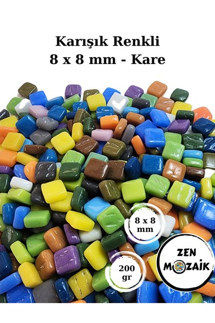 Sanatsal Mozaik Çalışmalarınız için 8 x 8 mm - Kare Cam Mozaik Taşı