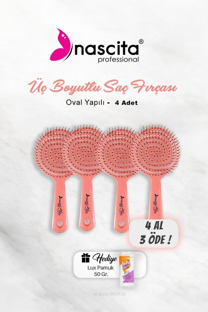 BUY 4 PAY 3 Nascita Three Dimensional Oval Hair Brush Pink, Cotton Gift