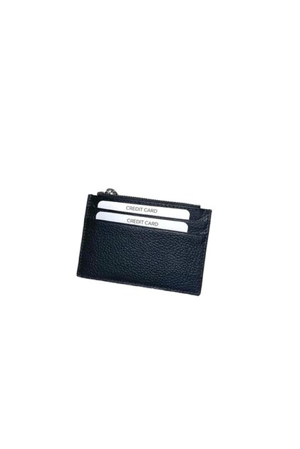 Zippered Genuine Leather Card Holder
