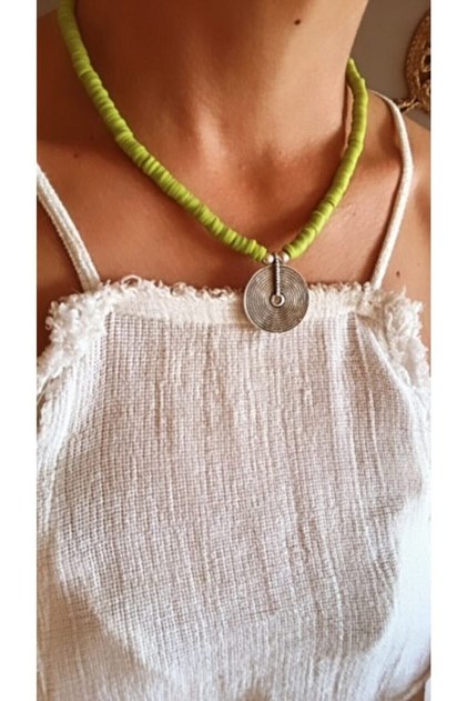 Fimo Pistachio Green Design Necklace