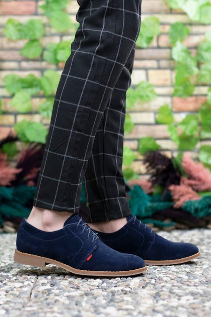 Men's Navy Blue Velvet Casual Shoes0012444