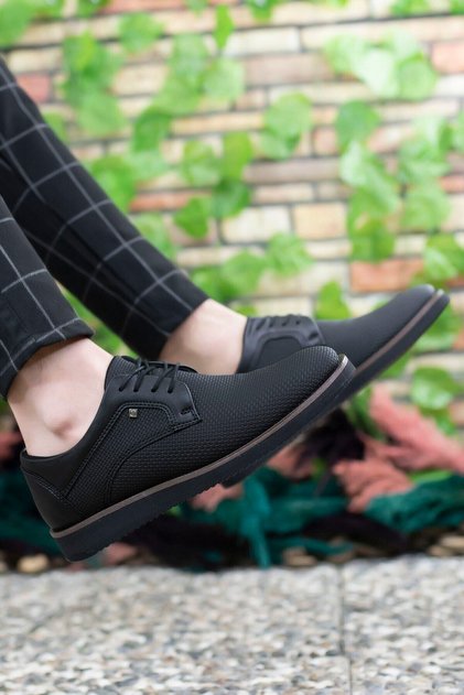 Men's Black Braided Casual Shoes0012192