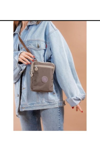 Crinkle Waterproof Imported Fabric Small Cross Shoulder Phone Bag Dark Beige 14*9 cm -3 Zippered