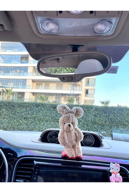 Plush Rabbit Rearview Ornament Rabbit Rearview Mirror Ornament Cream Color