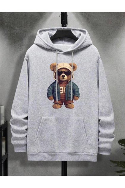 Gray Hooded Ayibo Printed Sweatshirt Unisex