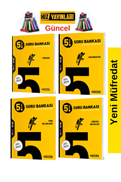 Hız Yayınları 5.Sınıf Yeni Müfredat Türkçe-Matematik-Fen-Sosyal