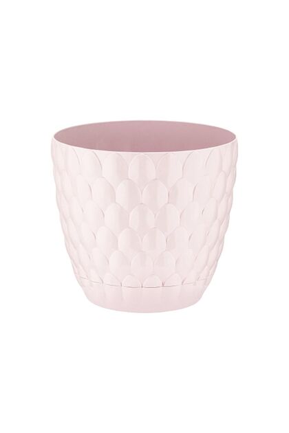 0,75 Litre Pembe Kozalak Desenli Geçme Tabaklı Dekoratif Plastik Saksı No1 Ø11,5x10,5cm