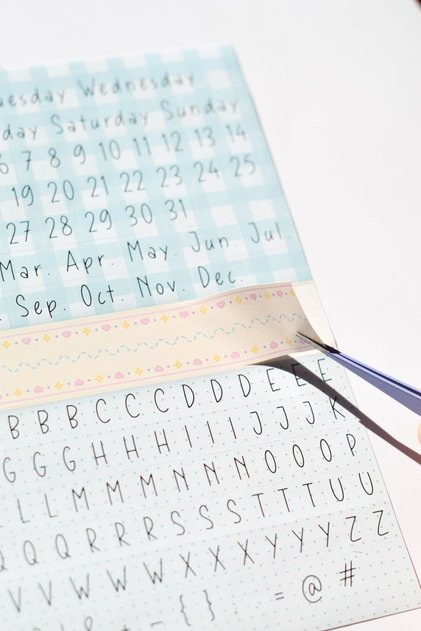 Blue English Sticker - 1 Sheet / Days, Letters, Numbers