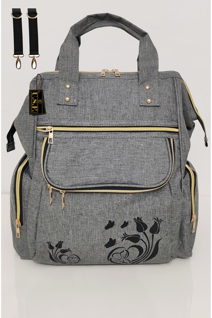 Baby Care Bag Organizer Functional Luxury Mother Baby Care Backpack Gray