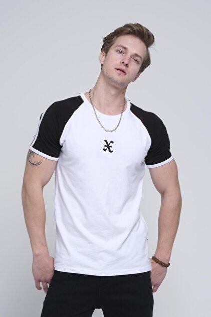 Oksit Linus Slim Fit Lycra Shoulder Stripe Men's Tshirt- Trendyol