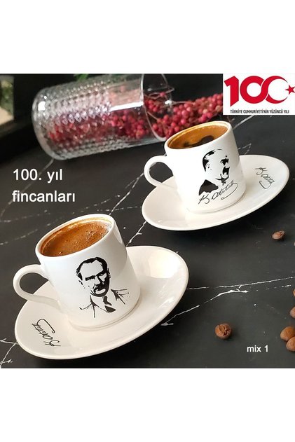 Atatürk 2 Kişilik Kahve Fincan Takımı Mix-1