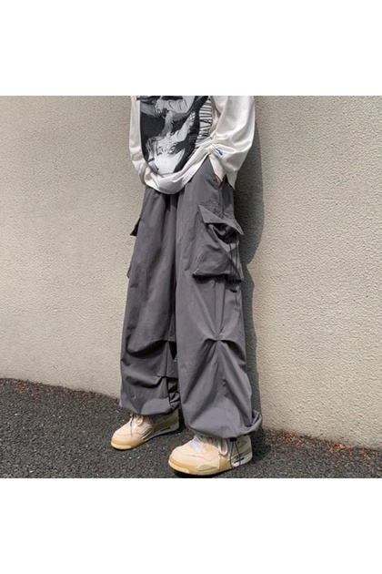 Y2k Extreme Loose Fit Cargo Pocket Waist Leg Elastic Bggy Pants