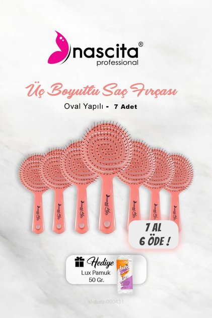 BUY 7 PAY 6 Nascita Three Dimensional Oval Hair Brush Pink, Cotton Gift