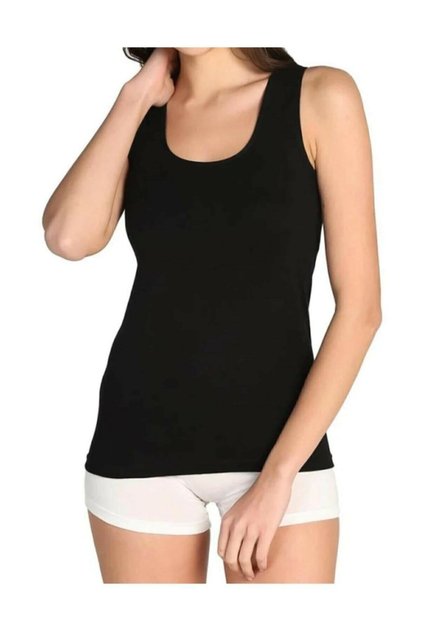 10 Pieces Black Color Ribbed Thick Strap Undershirt