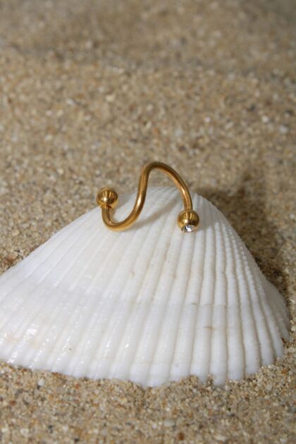 Piercing Cerrahi Çelik Piercing Zirkon Taşlı Spiral Kıkırdak Tragus Conch Helix Gold Renk