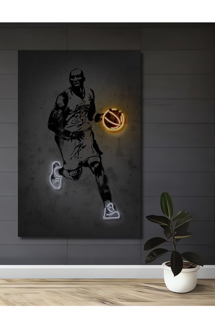 Dekoratif Ahşap Tablo Neon Kobe Bryant