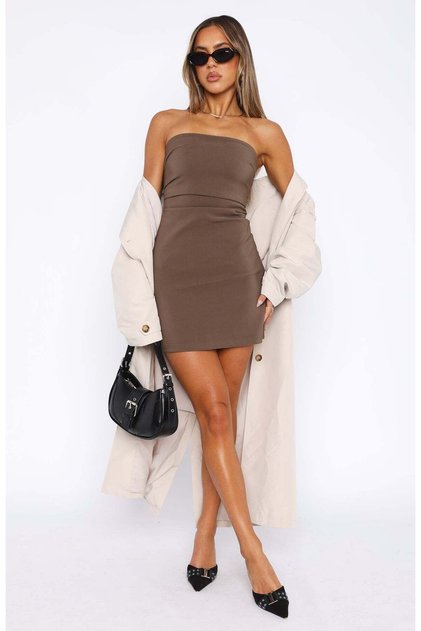 Diver Fabric Strapless Mini Dress