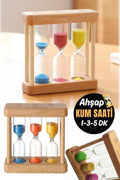 Stilinizi Yansıtan Bir Parça Ahşap Cam Tasarımlı 1-3-5 Dakikalık Kum Saati ile Evinizde Fark Yaratın