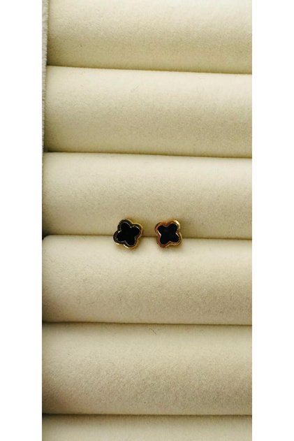 Yonca Burgulu Gold Küpe