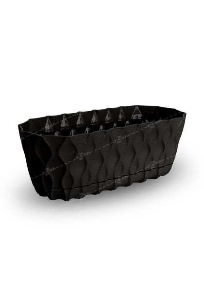 Elmas Uzun Saksı 0,43 Litre Siyah 17cm Plastik Kaktüs Menekşe Sukulent Çiçek Saksısı No1