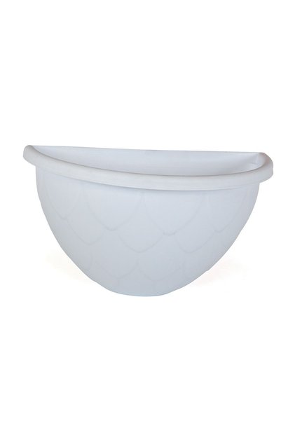 3.4 Litre Beyaz Yarım Duvar Balkon Saksısı Bahçe Duvarı Mat Plastik Saksı Damla No3 34,5x19,5cm