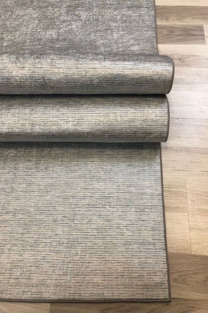 Baskı Dört Mevsim Kaymaz Yıkanabilir Kesme Koridor Mutfak ve Oda Kesme Yolluk Halı ECO GRİ