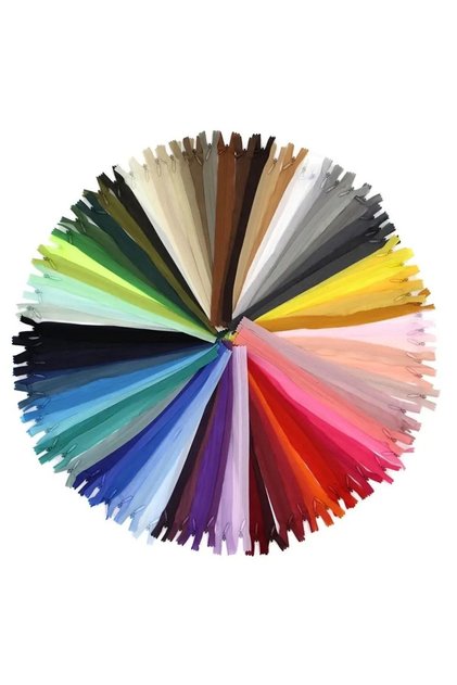 10 bucăți de fermoar ascuns din tul colorat (25-30 cm)