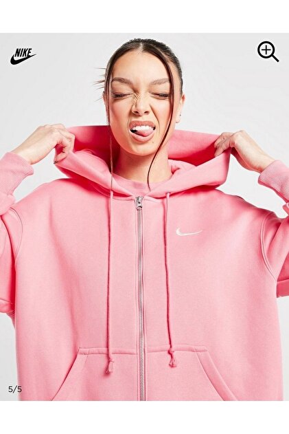Nike Sportswear Phoenix Fleece Oversized Full-Zip Hoodie Pembe