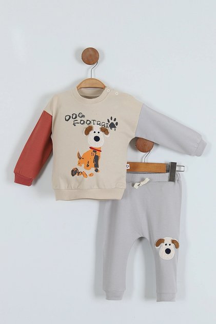Baby Boy Dog Printed Double String 6-12-18-24 Months Bottom-Top Set