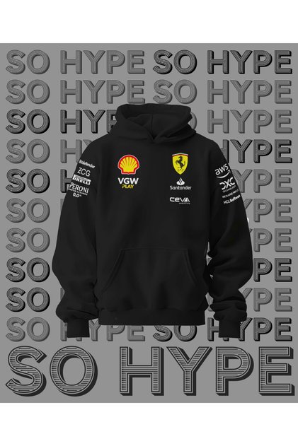 Scuderia Ferrari baskılı kapşonlu sweatshirt