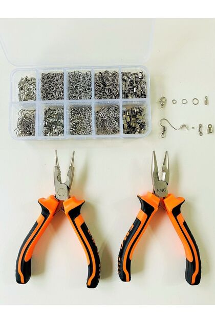 Boxed Metal Set 4 - 970 Pieces Earrings Necklace Bracelet Making Set Jewelry Supplies with Pliers