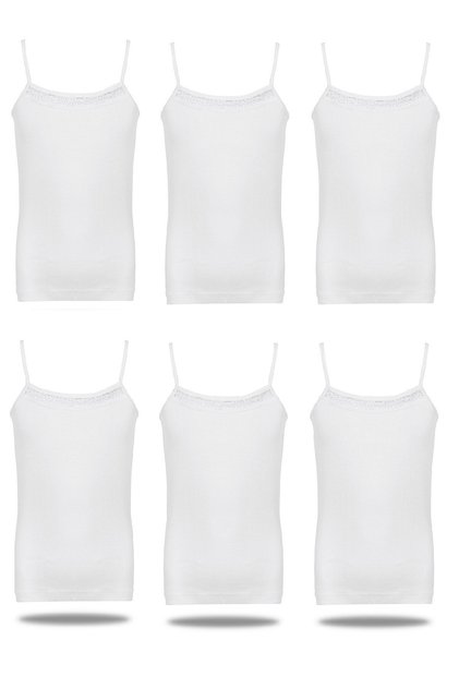 Girl's Cotton Rib String Strapped Lace Undershirt 6 Pcs -254